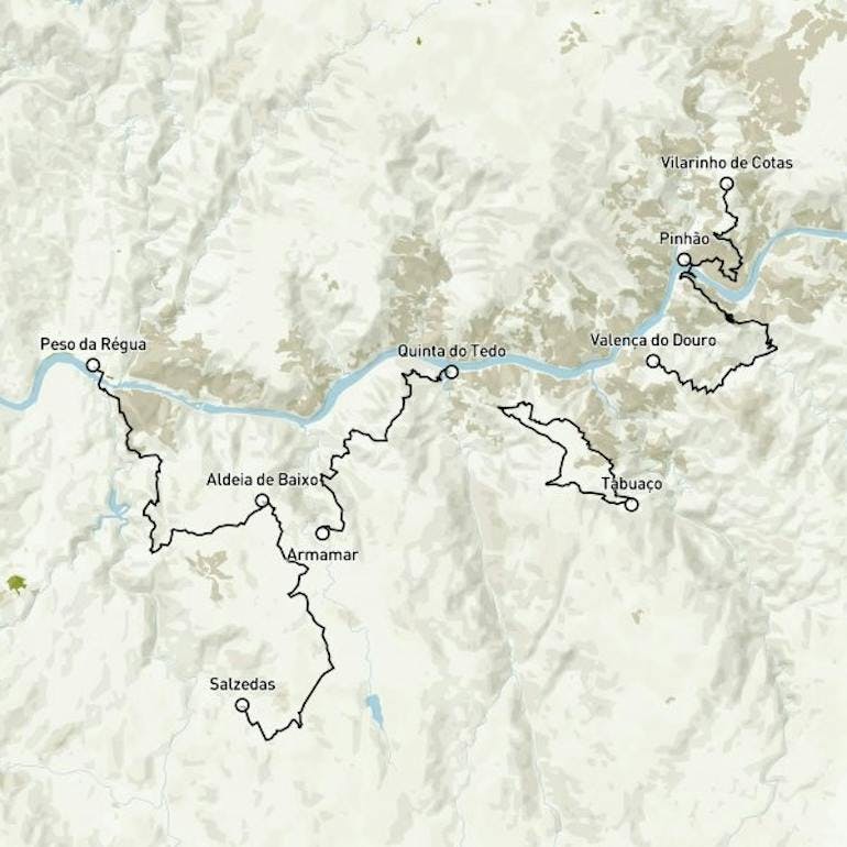 Route Map for the self-guided walking tour of the Other Side of Douro Valley in Portugal